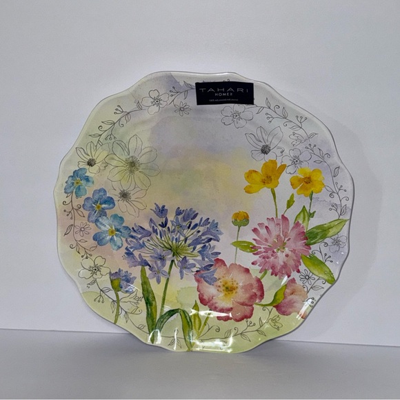 Tahari Other - Tahari Homes 100% Melamine Round Floral Serving Tray Entertaining Housewares